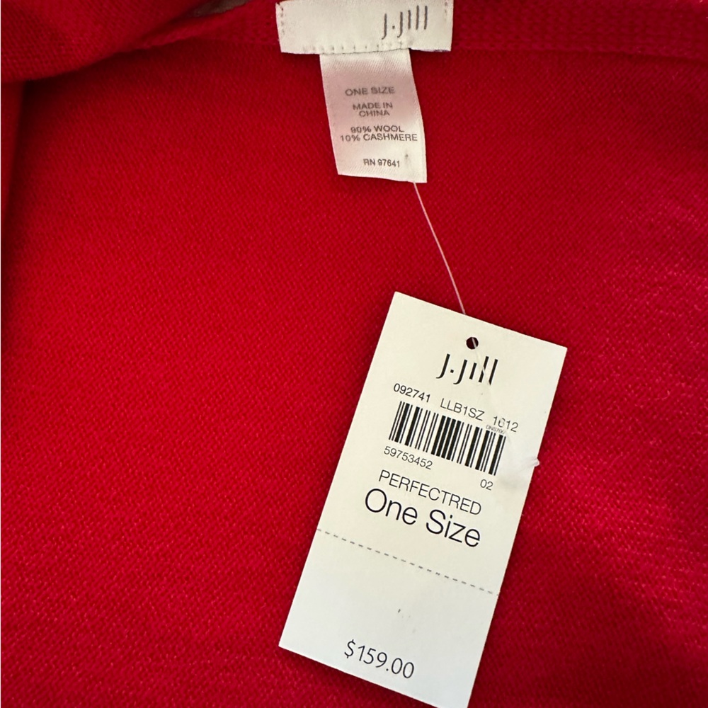 J. Jill Perfect Red Cashmere Luxe Wrap Shawl NWT - Picture 2 of 3